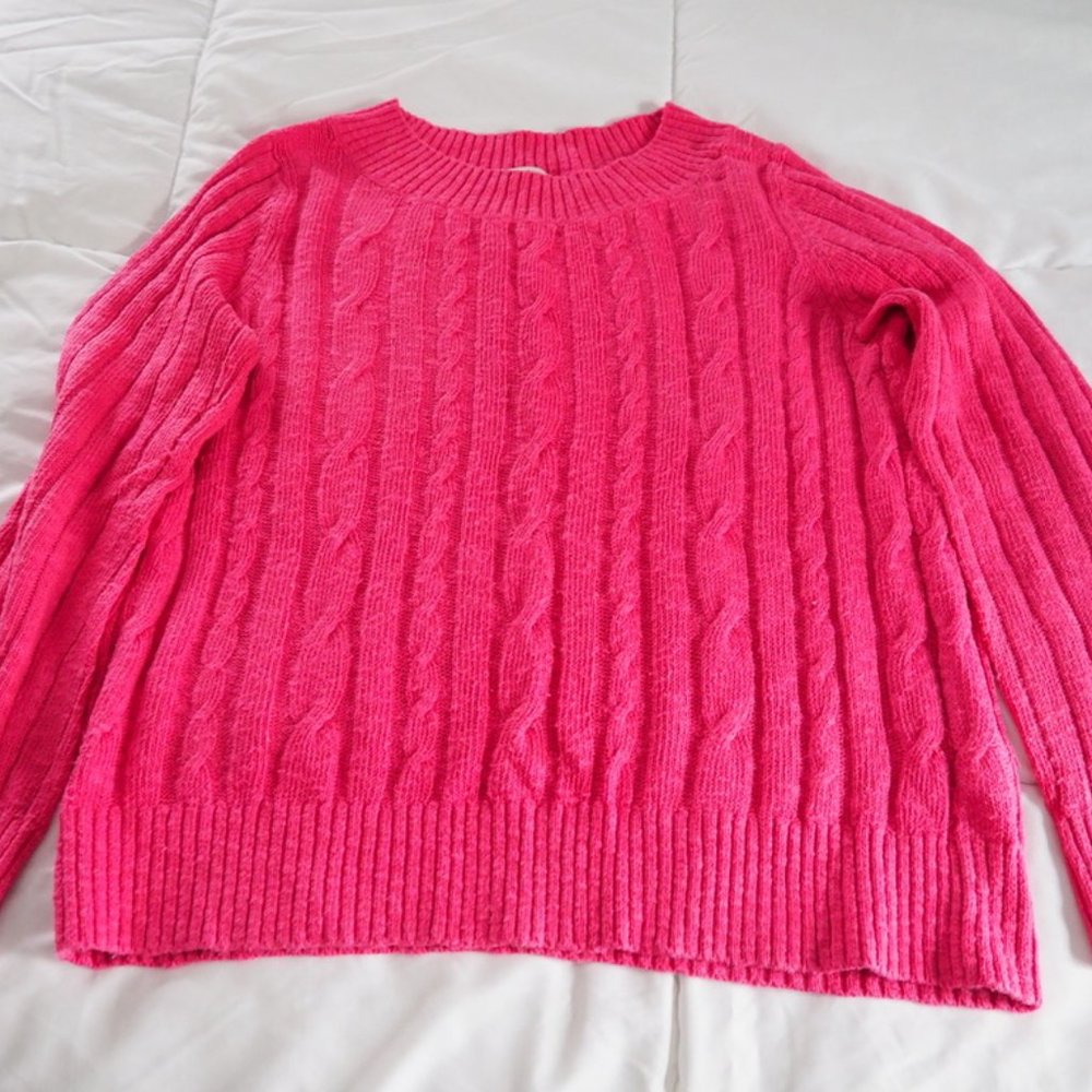 Talbots size LP cotton cable crew-neck sweater